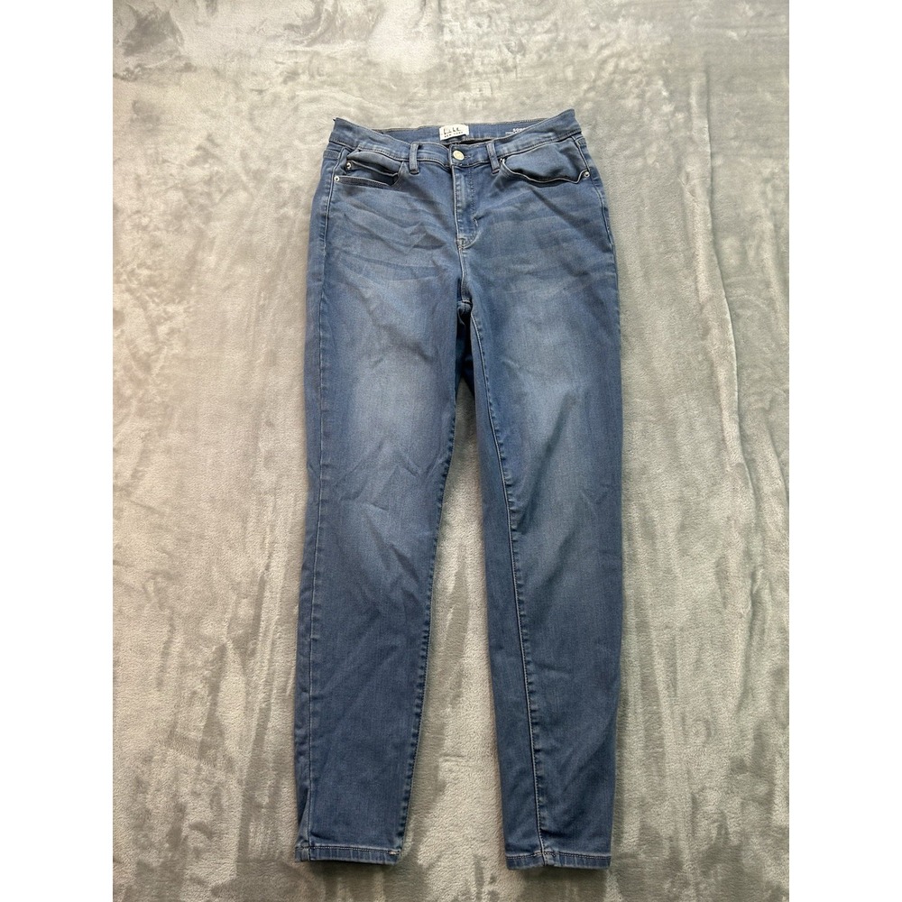 Nicole Miller Jeansโ Womens Sz 8 Blue High Rise Skinny Stretch Light Whiskered
